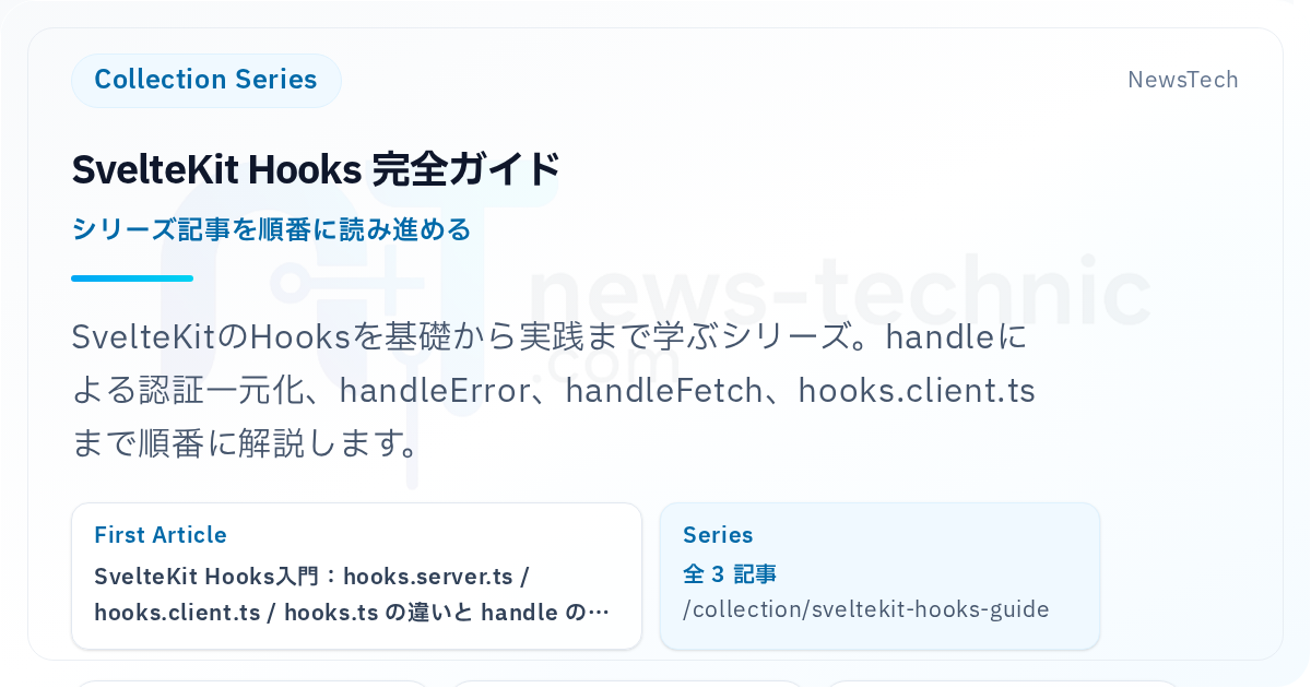 SvelteKit Hooks 完全ガイド